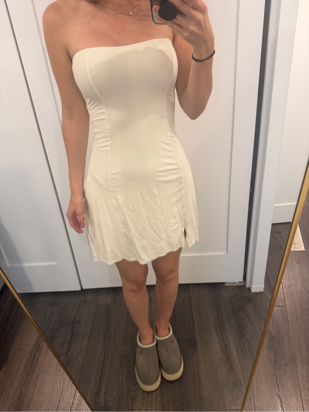 OH POLLY NWT WHITE STRAPLESS STRECHY MINI DRESS IN TALL - Picture 6 of 13